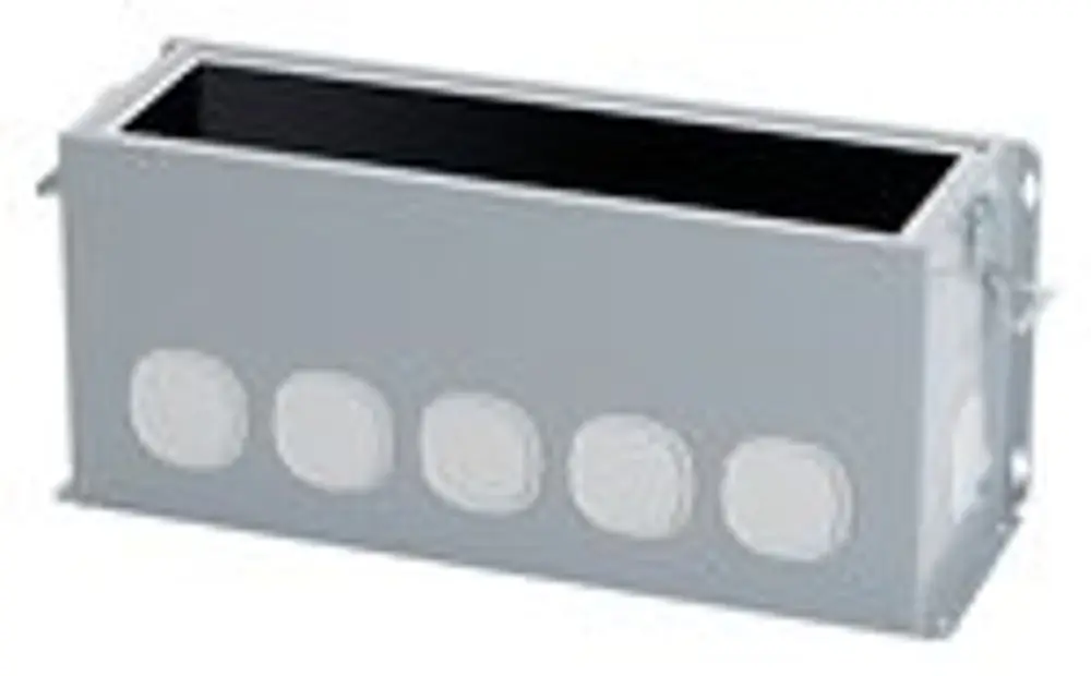Luftverteiler in rechteckiger Form, aus Gussmaterial, mit mehreren Öffnungen auf der Vorderseite, passend für Decken- und Wandmontage, als Zubehör unter anderem für Vaillant Systeme.